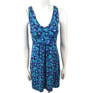 Lilly Pulitzer Patty Sleeveless Dress Knit Silk Womens XS Blue Green Floral